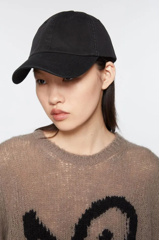 Acne Studios Cotton Twill Cap Black Women Hats
