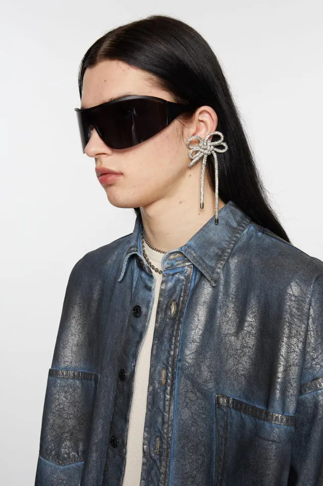 Acne Studios Crystal Cord Earring Antique Silversilver Men Jewellery