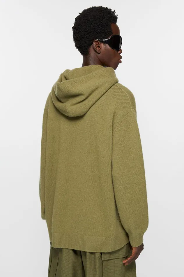 Acne Studios Hooded Cashmere Blend Jumper Olive Green Men Knitwear