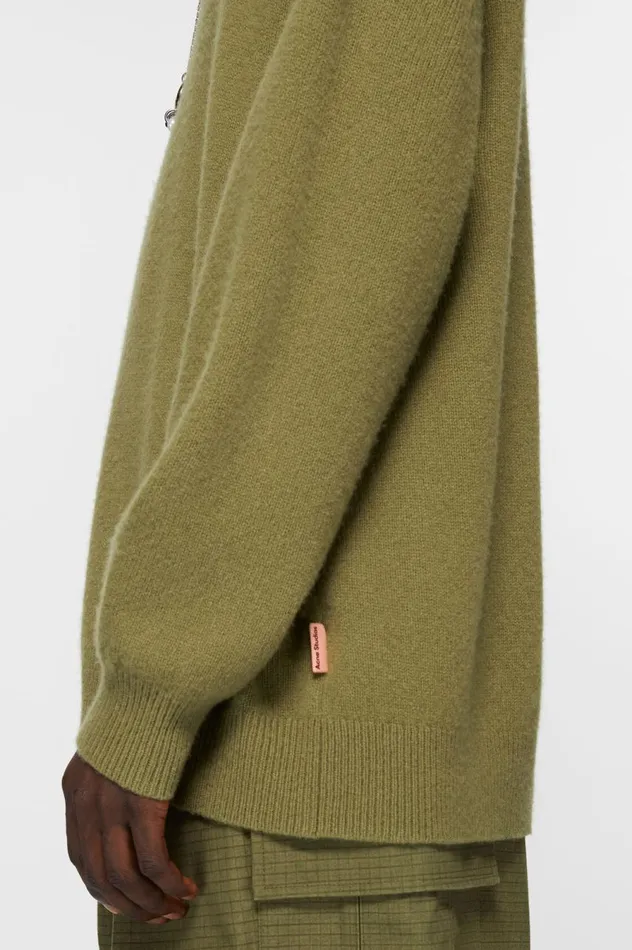 Acne Studios Hooded Cashmere Blend Jumper Olive Green Men Knitwear