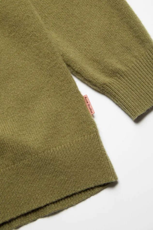 Acne Studios Hooded Cashmere Blend Jumper Olive Green Men Knitwear