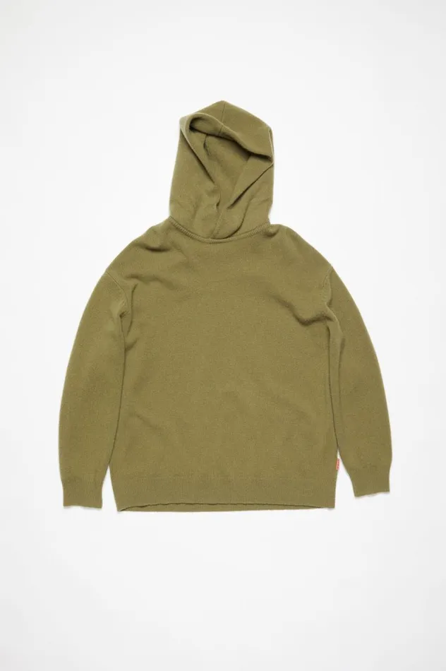 Acne Studios Hooded Cashmere Blend Jumper Olive Green Men Knitwear