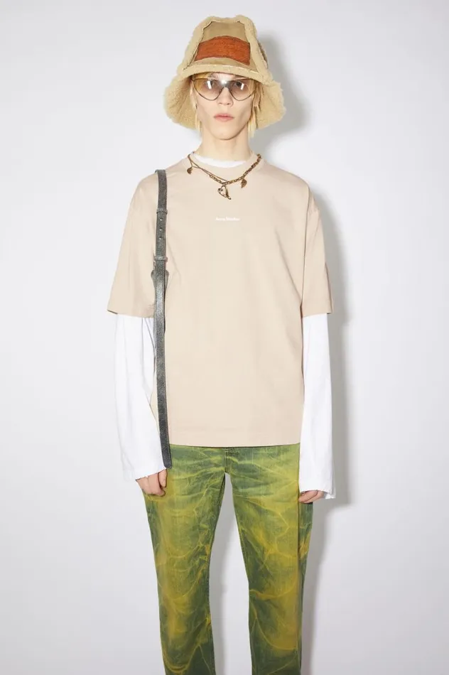 Acne Studios Logo Tshirt Champagne Beige Men Tshirts