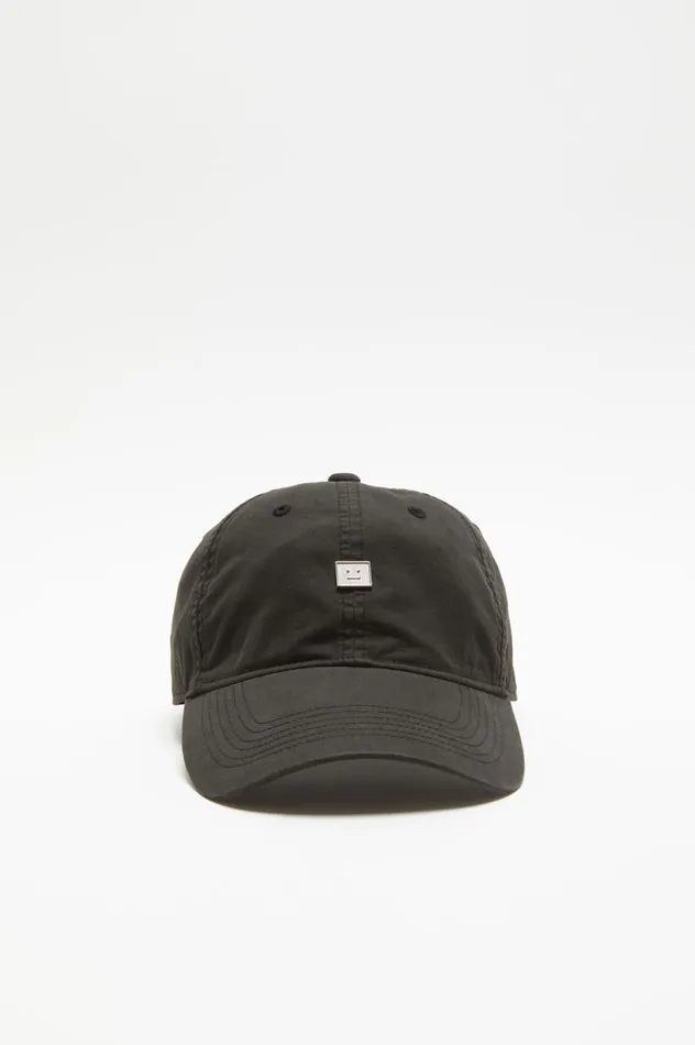 Acne Studios Metal Face Patch Cap Black Women Face Collection