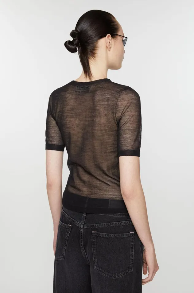 Acne Studios Sheer Knit Tshirt Black Women Knitwear