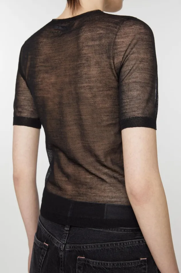 Acne Studios Sheer Knit Tshirt Black Women Knitwear