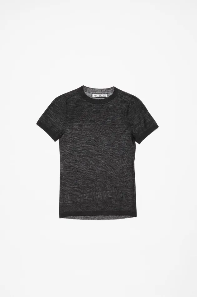 Acne Studios Sheer Knit Tshirt Black Women Knitwear