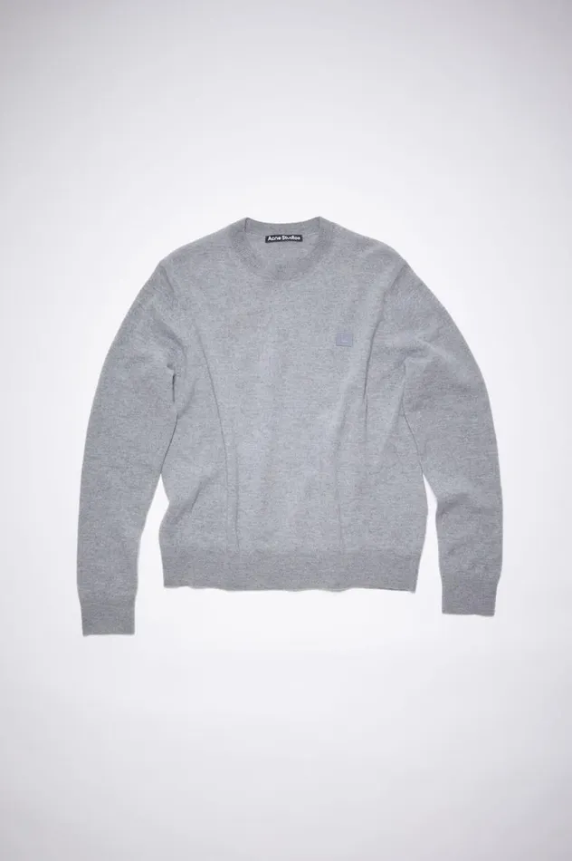 Acne Studios Wool Crew Neck Sweater Grey Melange Women Knitwear
