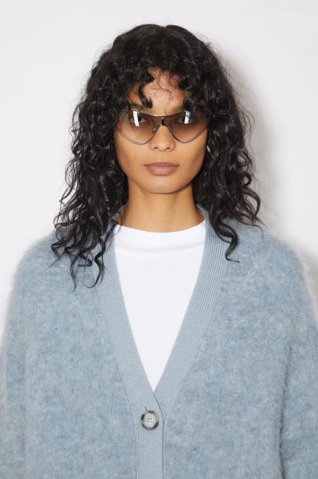 Acne Studios Wool Mohair Cardigan Denim Blue Women Knitwear