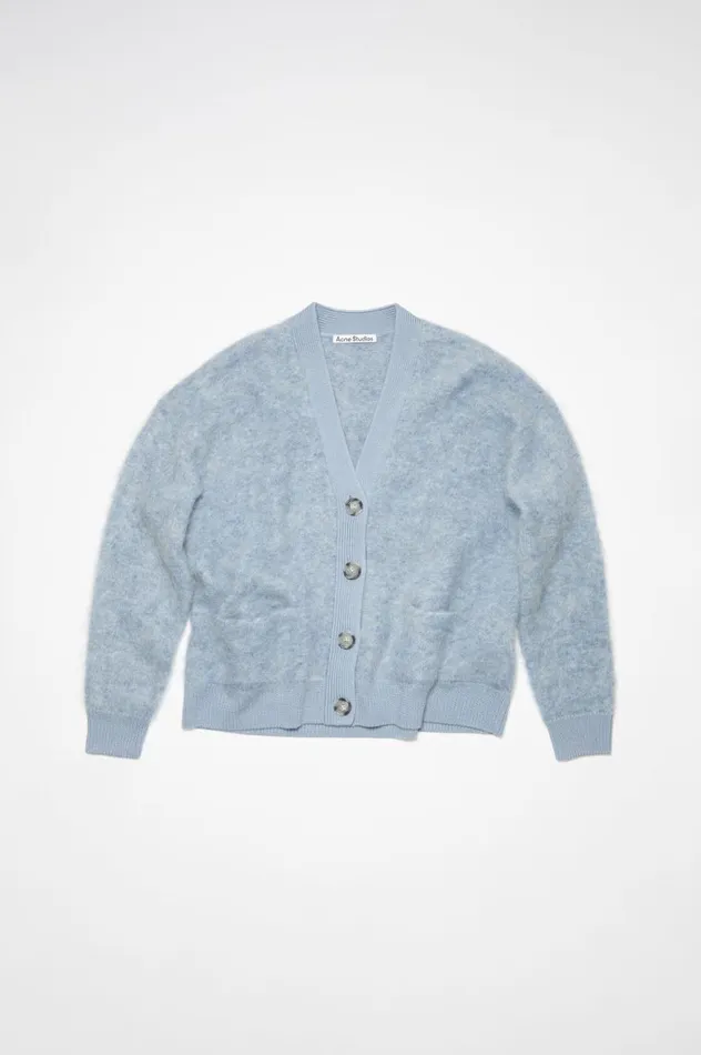 Acne Studios Wool Mohair Cardigan Denim Blue Women Knitwear