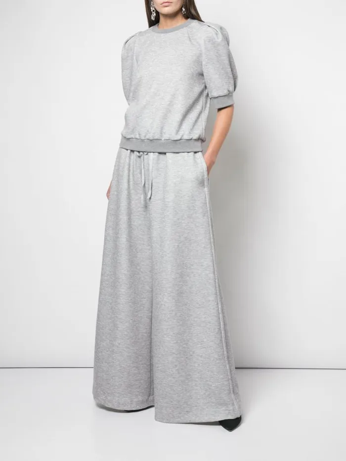 Adam Lippes Sweaters Puff Sleeve Sweatshirt In Luxe Jersey Heather Grey 8211 Women