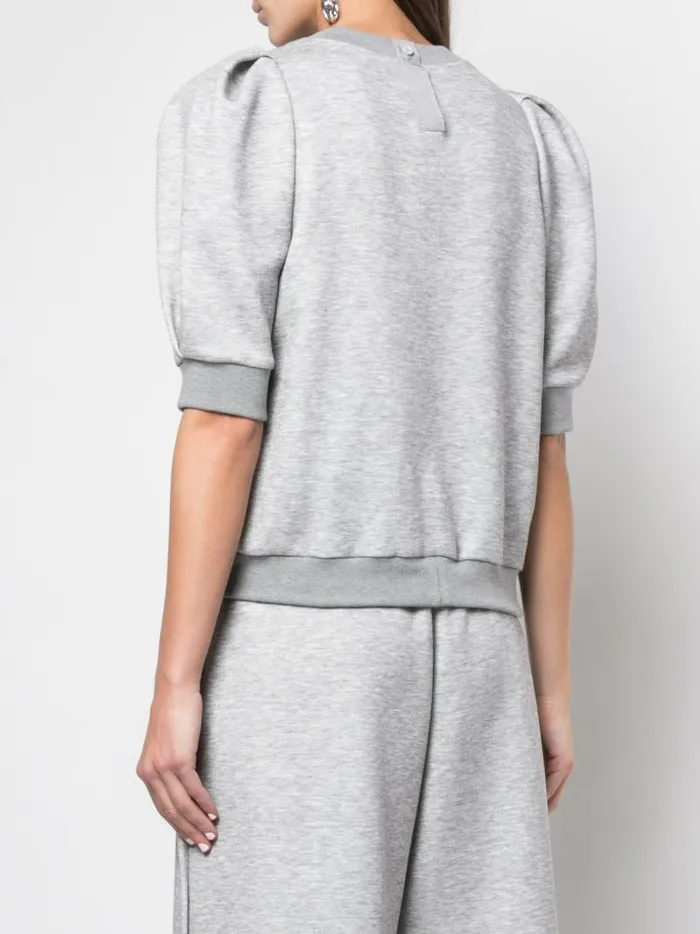 Adam Lippes Sweaters Puff Sleeve Sweatshirt In Luxe Jersey Heather Grey 8211 Women