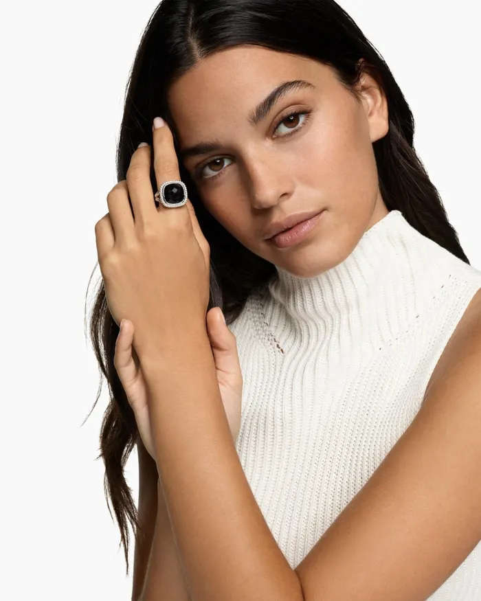 Albion Ring In Sterling Silver With Diamonds 15mm Women David Yurman Statement