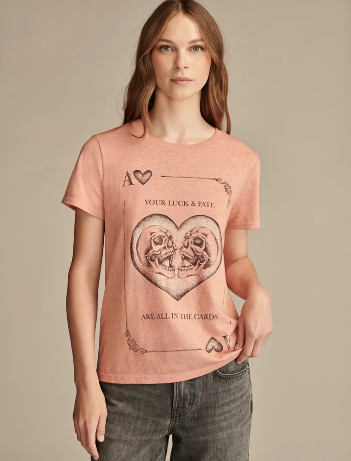 All In The Cards Classic Crew Autum Leaf Women Lucky Brand Graphic Tees