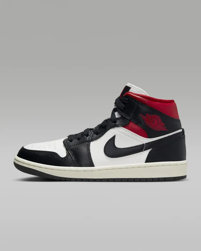 All Shoes Women Nike Air Jordan 1 Mid Blacksailgym Red