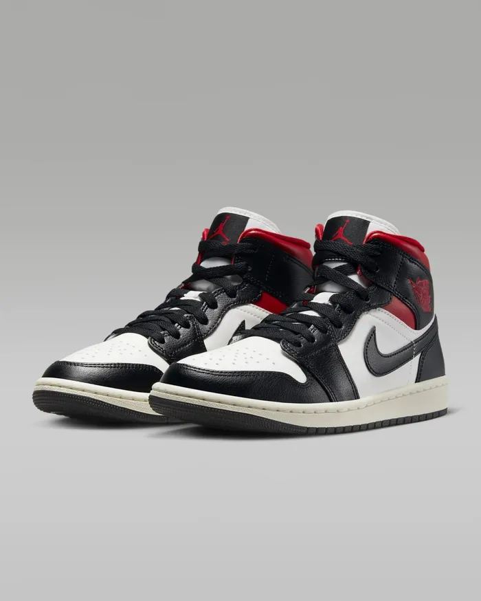 All Shoes Women Nike Air Jordan 1 Mid Blacksailgym Red