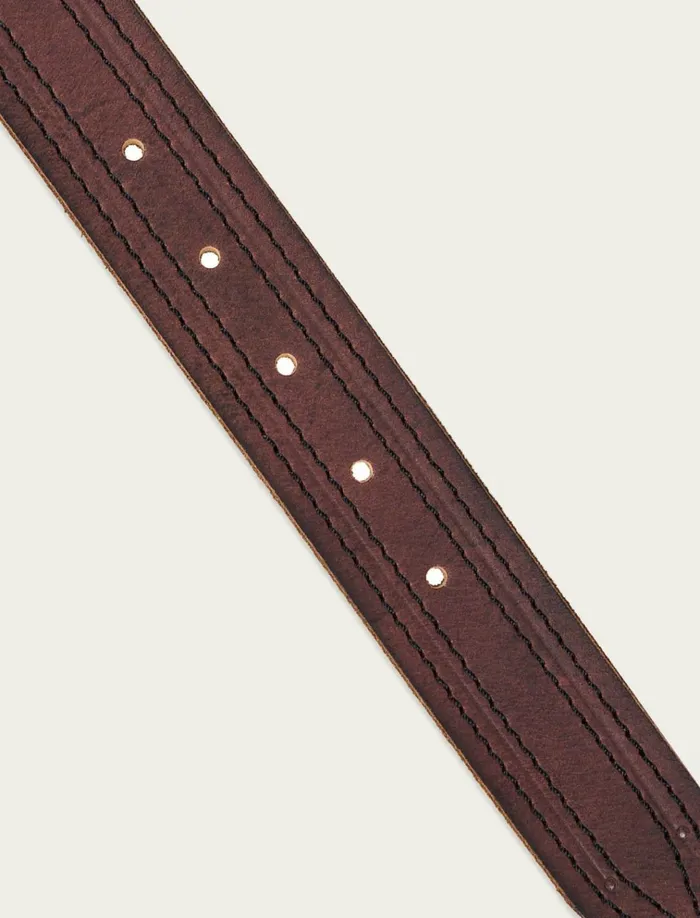 Antiqued Leather Belt With Darker Stitching Detail Dark Brown Men Lucky Brand Belts