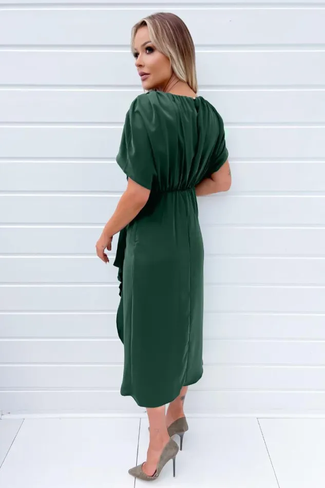 AX Paris Dresses Teal Batwing Gathered Top Midi Dress