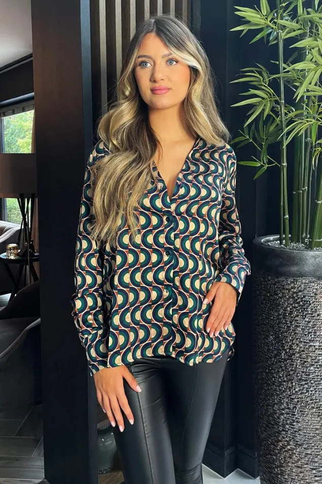 AX Paris Tops Multi Printed Long Sleeve Shirt