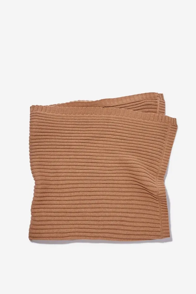 Baby Baby Essentials Cotton On Organic Knit Blanket Taupy Brown