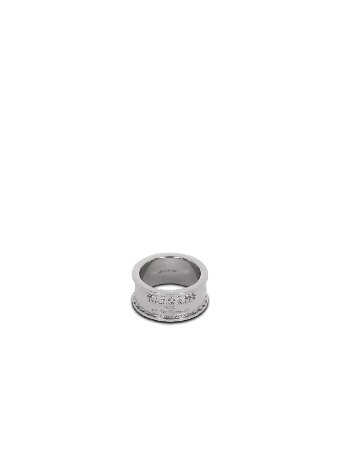 Balmain Fashion Jewelry Men Signature Tubular Brass Ring Silver