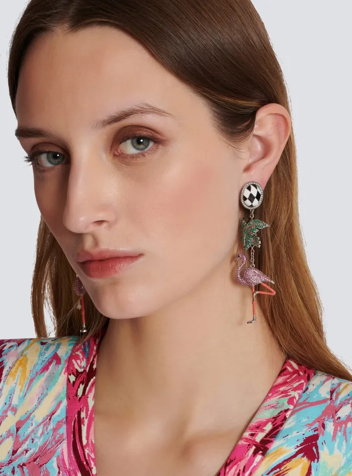 Balmain Fashion Jewelry Women Flamingo Pendant Earrings Multicolor