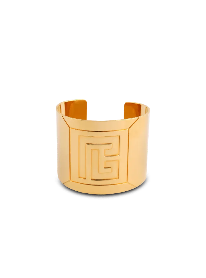 Balmain Fashion Jewelry Women Tubular Bracelet In Engraved Brass Gold