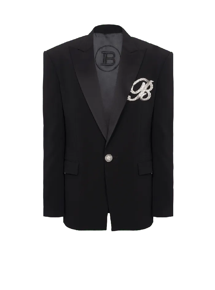 Balmain Jackets And Blazers Men 1button Crepe And Satin Jacket Black