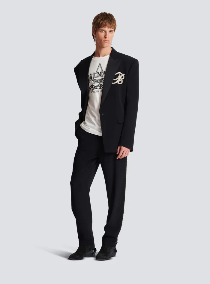 Balmain Jackets And Blazers Men 1button Crepe And Satin Jacket Black