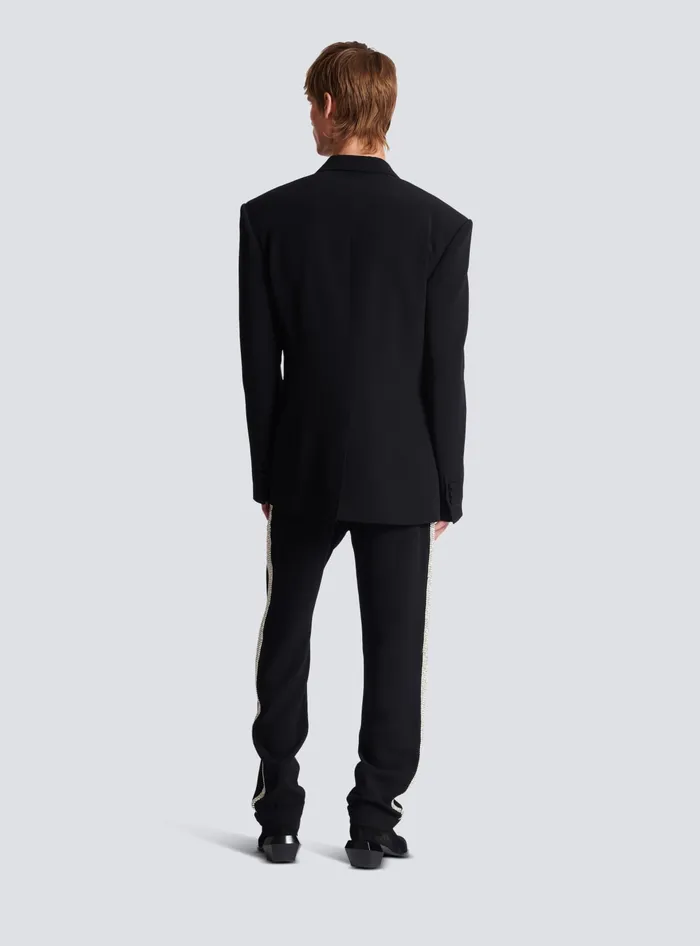 Balmain Jackets And Blazers Men 1button Crepe And Satin Jacket Black