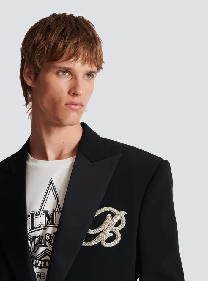 Balmain Jackets And Blazers Men 1button Crepe And Satin Jacket Black