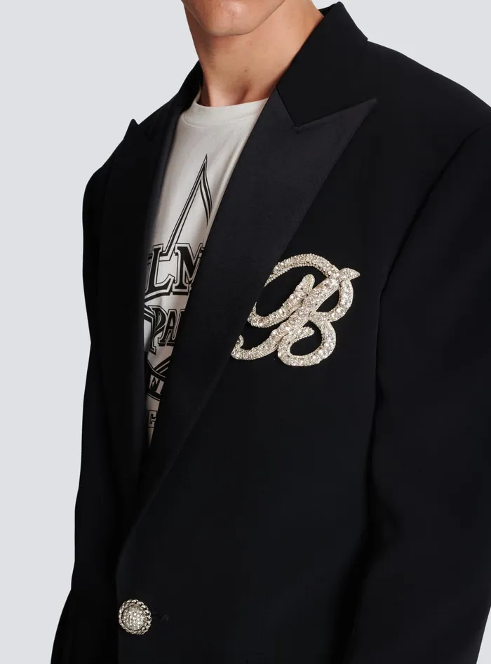Balmain Jackets And Blazers Men 1button Crepe And Satin Jacket Black