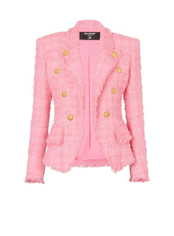Balmain Jackets And Blazers Women 8button Tweed Jacket Pink