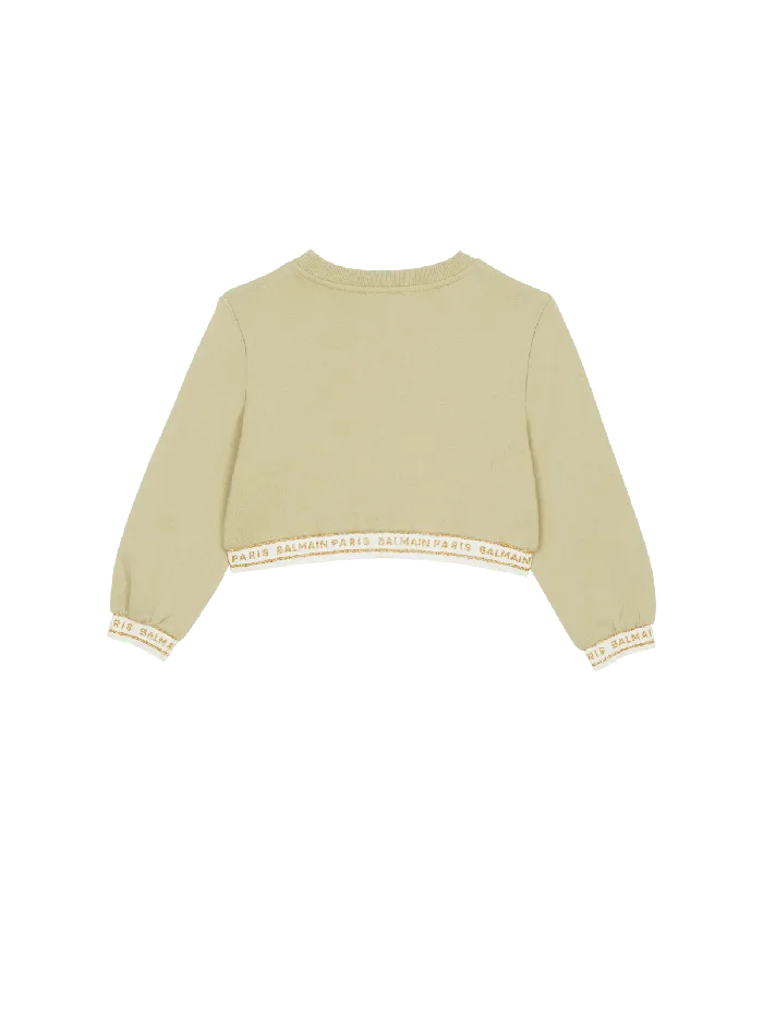 Balmain Kids Cropped Sweatshirt With Elastic Green