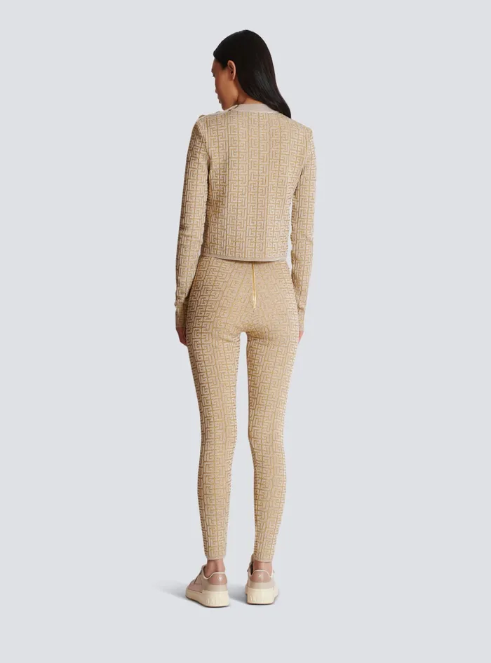 Balmain Knitwear Women PB Labyrinth Knit Leggings Beige