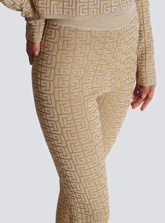Balmain Knitwear Women PB Labyrinth Knit Leggings Beige