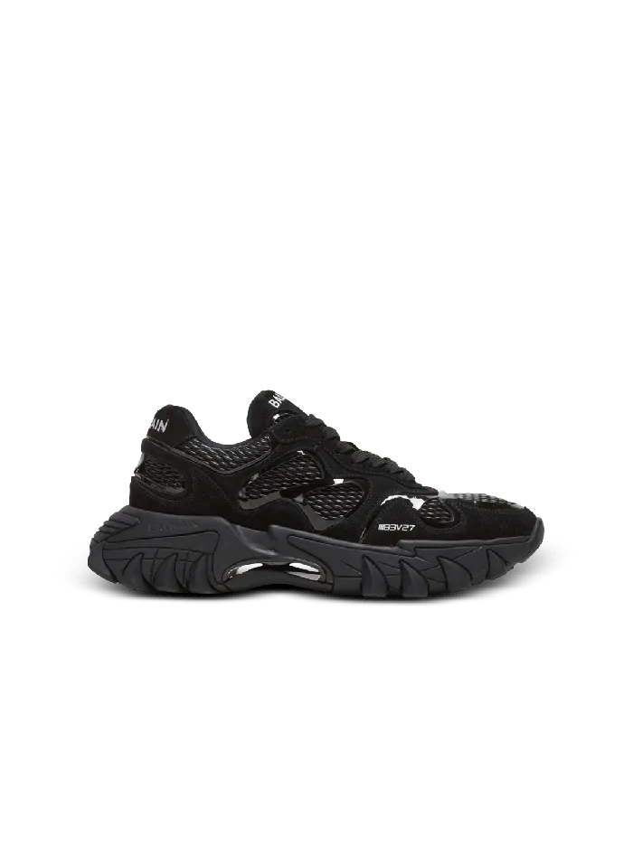 Balmain Sneakers Men BEast Trainers In Leather Suede And Mesh Black