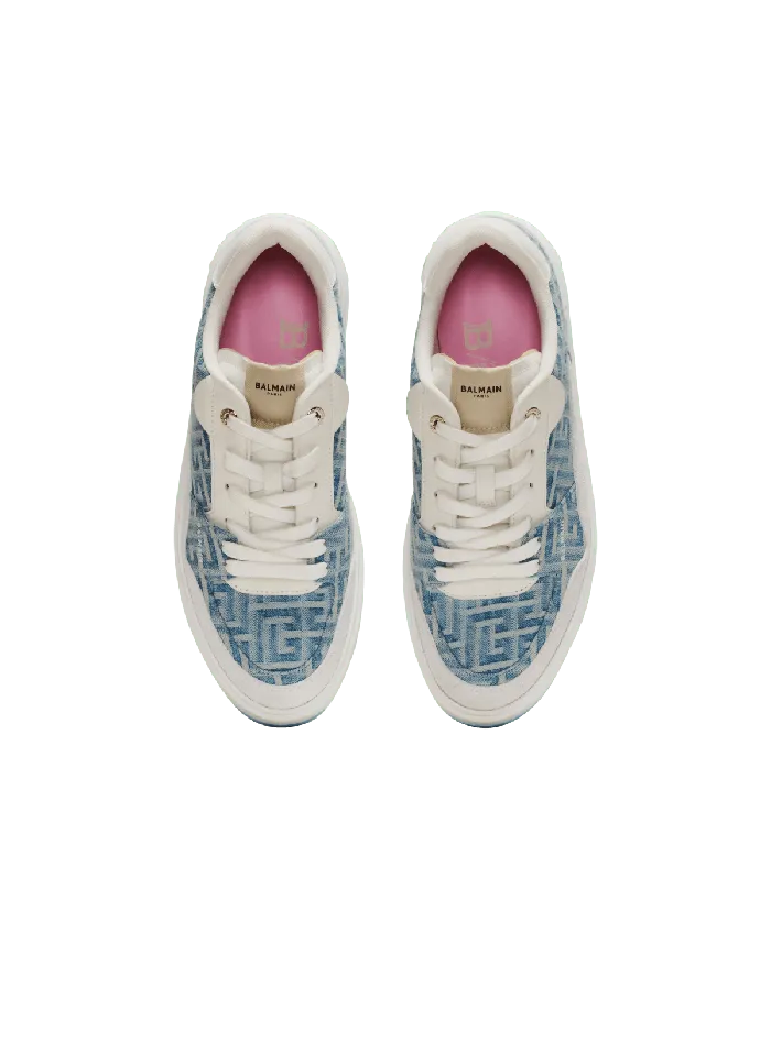 Balmain Sneakers Women BCourt Flip Sneakers In Monogrammed Denim Navy