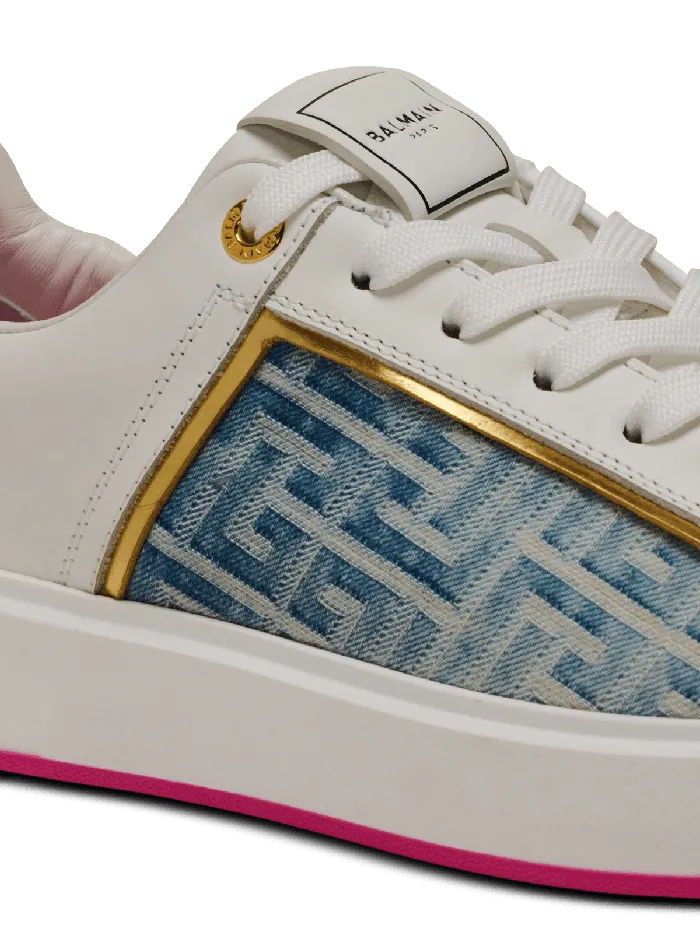 Balmain Sneakers Women BCourt Sneakers In Leather And Denim White