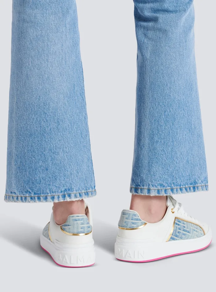 Balmain Sneakers Women BCourt Sneakers In Leather And Denim White