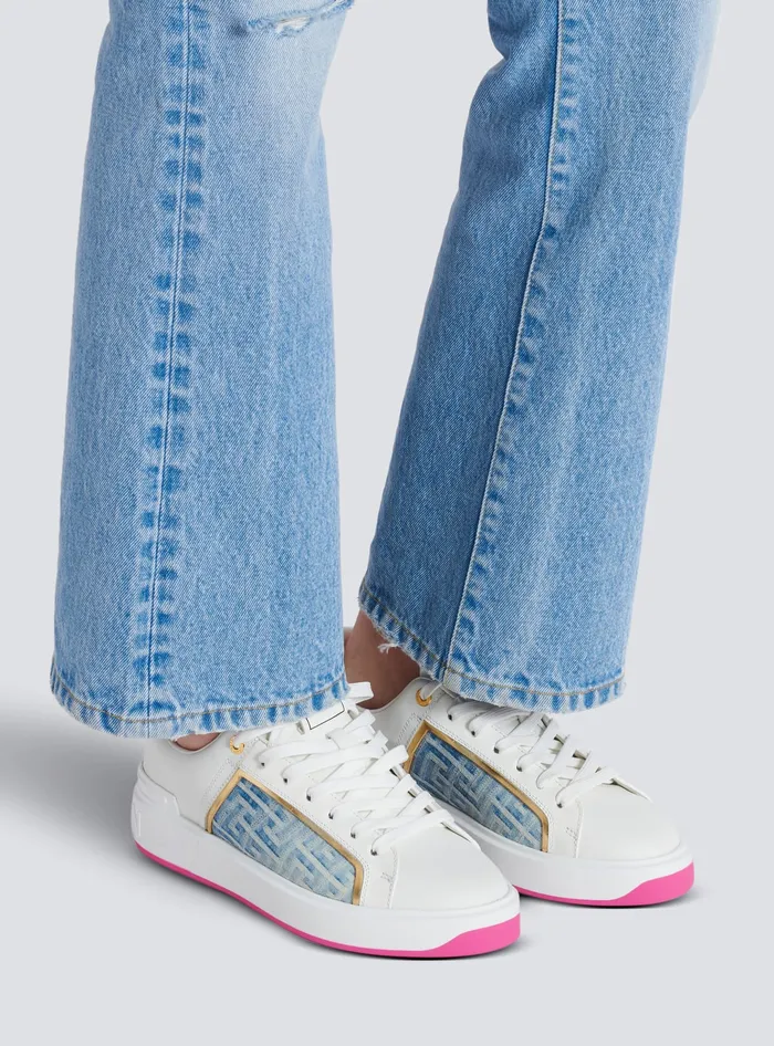Balmain Sneakers Women BCourt Sneakers In Leather And Denim White