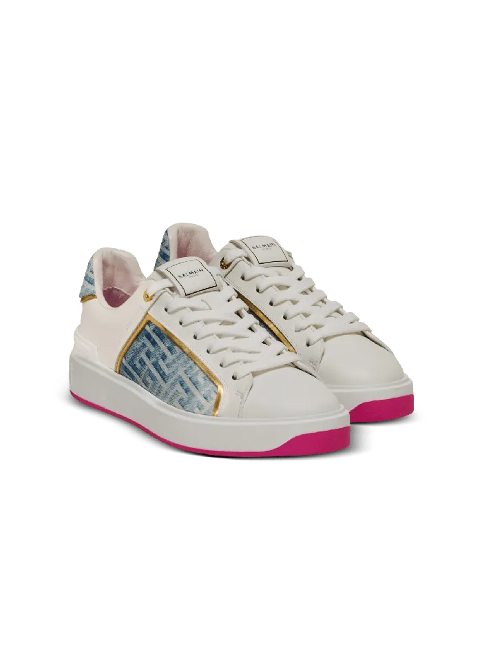 Balmain Sneakers Women BCourt Sneakers In Leather And Denim White