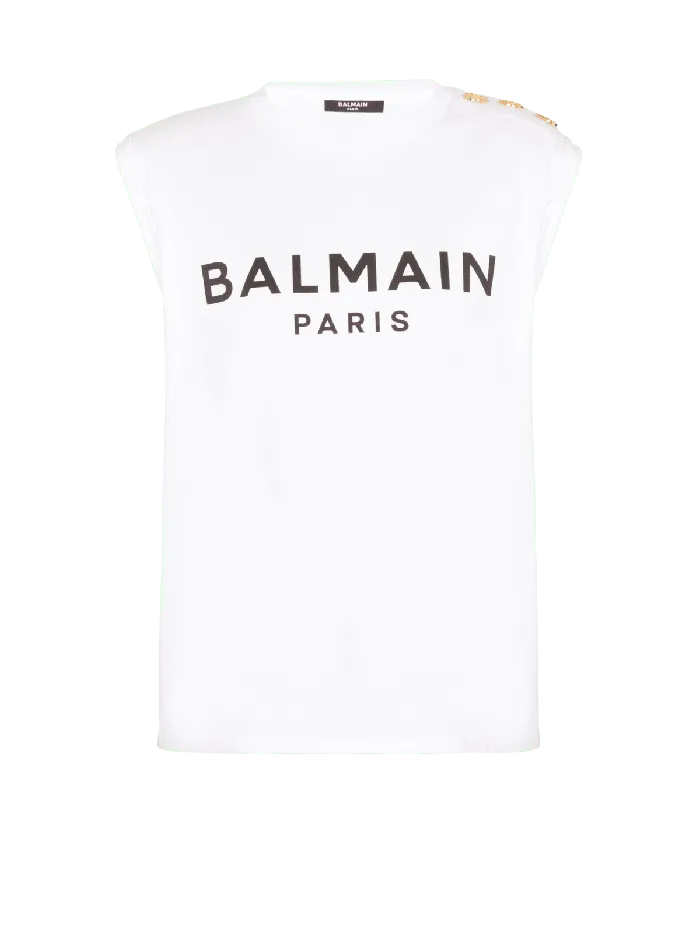 Balmain TShirts Women Paris Tank Top White