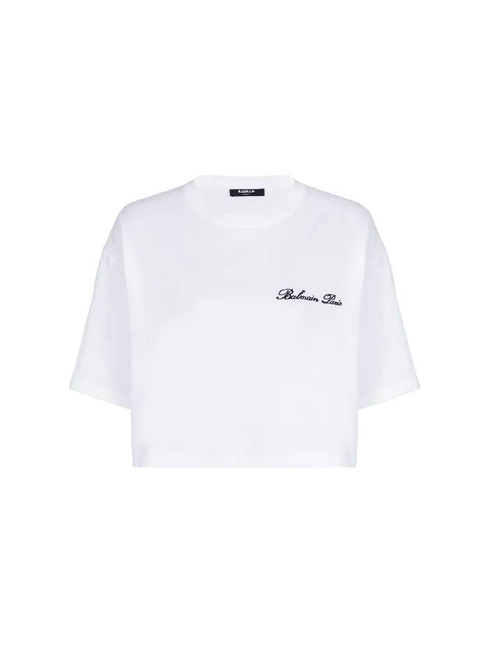 Balmain TShirts Women Tshirt With Signature Embroidery White