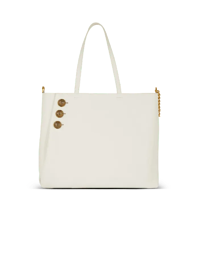 Balmain Tote Bags Women Emblegraveme Leather Tote Bag White