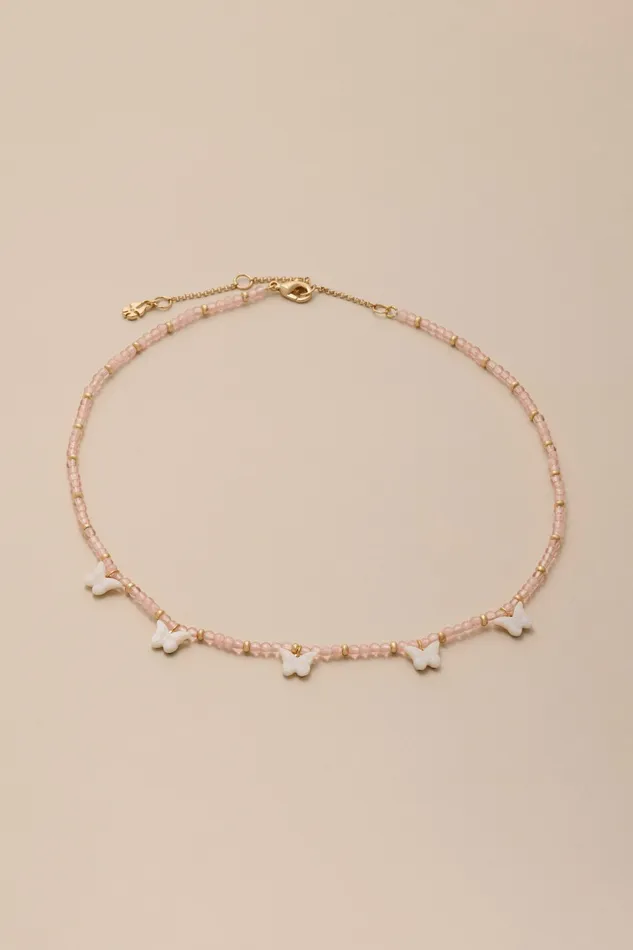 Beaded Butterfly Necklace Gold Women Lucky Brand Jewelry