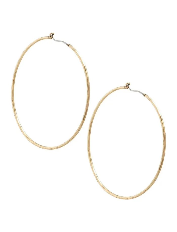 Big Hammered Hoop Earrings Gold Women Lucky Brand Jewelry