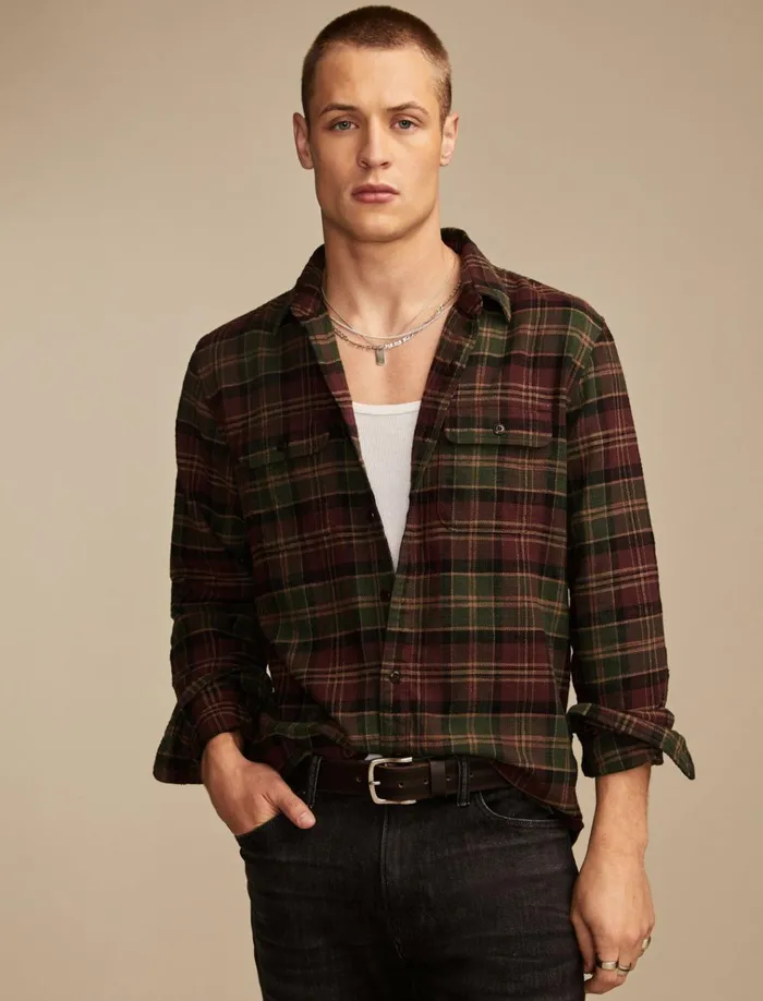 Big Slub Twill Plaid Long Sleeve Utility Shirt Burgundy Multi Men Lucky Brand Shirts and Tops Big Slub Twill Plaid Long Sleeve Utility Shirt Burgundy Multi Men Lucky Brand Shirts and Tops