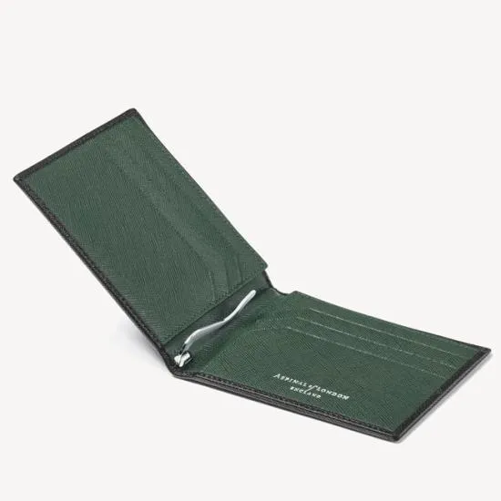 Billfold RFID Wallet Black and Green Saffiano Men Aspinal Of London Billfold Wallets