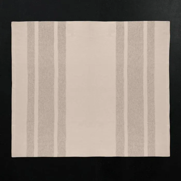 Blankets House James Perse Baja Stripe Knit Blanket Ivoryheather Grey